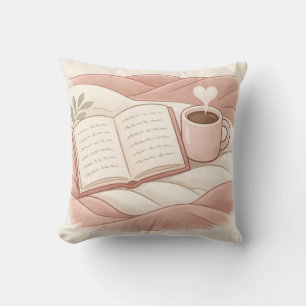 Gezellige Leesmijmering - Koffie- en Boekenliefheb Kussen