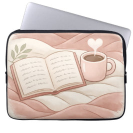 Gezellige Leesmijmering - Koffie- en Boekenliefheb Laptop Sleeve