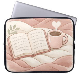 Gezellige Leesmijmering - Koffie en Boekliefhebber Laptop Sleeve