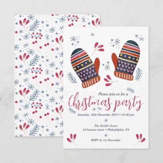 gezellige leuke kerstfeest uitnodiging gepersonali (Voorkant / Achterkant)