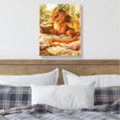 Gezellige Lezende Draak Canvas Afdruk (Insitu (Slaapkamer))