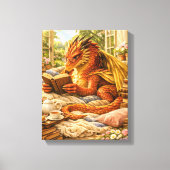 Gezellige Lezende Draak Canvas Afdruk (Voorkant)