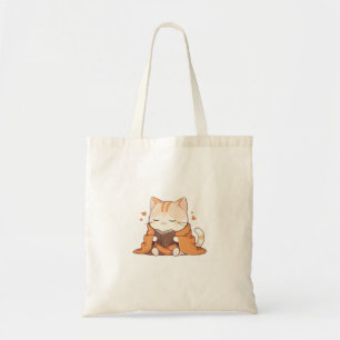 Gezellige Lezende Kat Kawaii Boekenwurm Kitten Ont Tote Bag