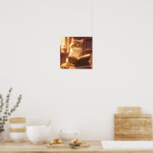 Gezellige Lezende Kat Poster (Keuken)
