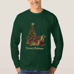 Gezellige Literaire Kerstboom van Boeken Boekenl T-shirt
