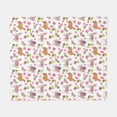 Gezellige Llama Alpaca Capybara met de hand geïllu Fleece Deken (Voorkant (Horizontaal))