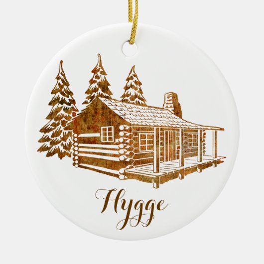 Gezellige Log Cabin - Hygge of uw eigen tekst Kera Keramisch Ornament (Voorkant)