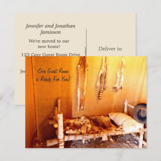 Gezellige logeerkamer Nieuw adres aankondiging (Voorkant / Achterkant)