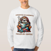 Gezellige Luiaard met Koffie Mok Gewikkeld in Deke T-shirt (Voorkant)