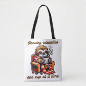 Gezellige luiaard nippen hete koffie illustratie tote bag (Voorkant)