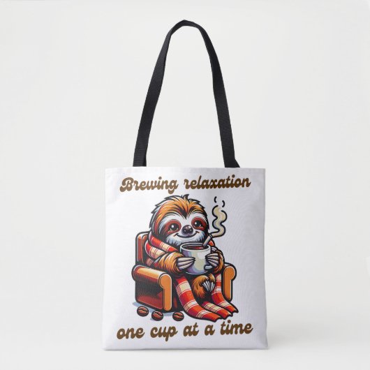 Gezellige luiaard nippen hete koffie illustratie tote bag (Voorkant)
