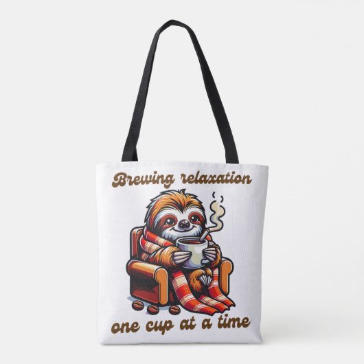 Gezellige luiaard nippen hete koffie illustratie tote bag (Achterkant)