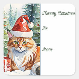 Gezellige Maine Coon Christmas Gift Label