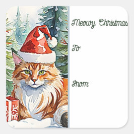 Gezellige Maine Coon Christmas Gift Label