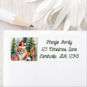 Gezellige Maine Coon Kat Kerst Retouradres Etiket (Insitu)