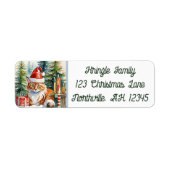 Gezellige Maine Coon Kat Kerst Retouradres Etiket (Voorkant)