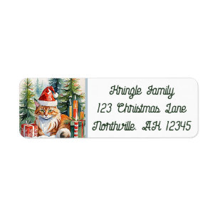 Gezellige Maine Coon Kat Kerst Retouradres Etiket
