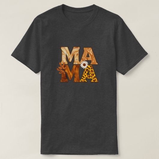 Gezellige Mama Leopard Daisy Herfst Vibe T-shirt (Design voorkant)