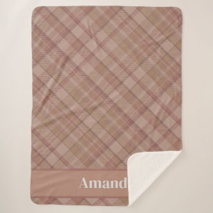 Gezellige Mauve Beige Plaid  stijl Sherpa Deken