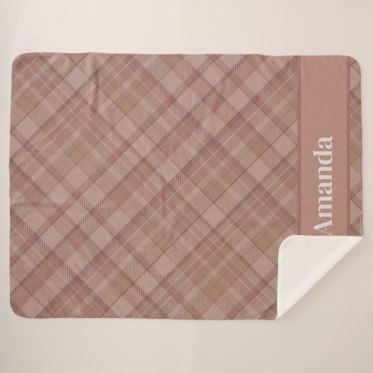 Gezellige Mauve Beige Plaid  stijl Sherpa Deken (Voorkant (horizontaal))