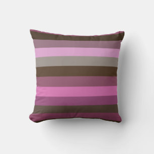 Gezellige Mauve & Chocolade Retro Streeppatroon Kussen