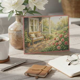 Gezellige May-veranda rozen bloemschildering in wa Briefkaart