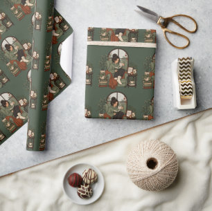 Gezellige Meisjeskoffie Boeken Regenachtige Dagen  Cadeaupapier