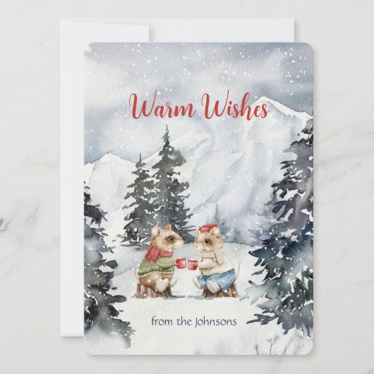 Gezellige Mice Tea Party Kerstmis Feestdagenkaart (Voorkant)