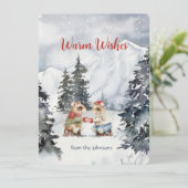 Gezellige Mice Tea Party Kerstmis Feestdagenkaart (Staand voorkant)