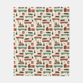 Gezellige Midcentury Kerst Roadtrip Fleece Deken