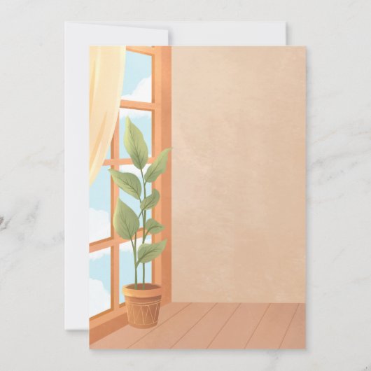 Gezellige minimalistische kat thuis verjaardag kaart (Achterkant)