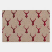 Gezellige moderne herten kraft geruite kerst inpakpapier vel (Voorkant 2)
