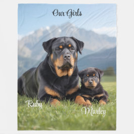 Gezellige moeder en dochter Rottweiler gepersonali Fleece Deken