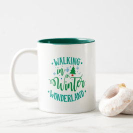 Gezellige mok, eenvoudig winterontwerp tweekleurige koffiemok