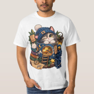 Gezellige Mok Kat Cottage – Whimsical Koffieliefhe T-shirt