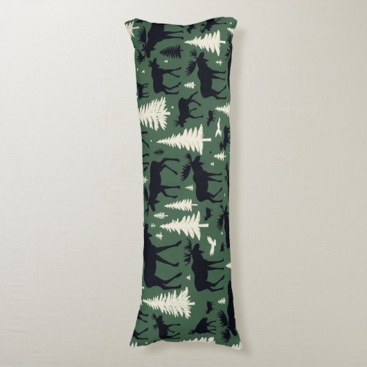 Gezellige Moose en Pines Forest Green Lichaamskussen (Voorkant Verticaal)