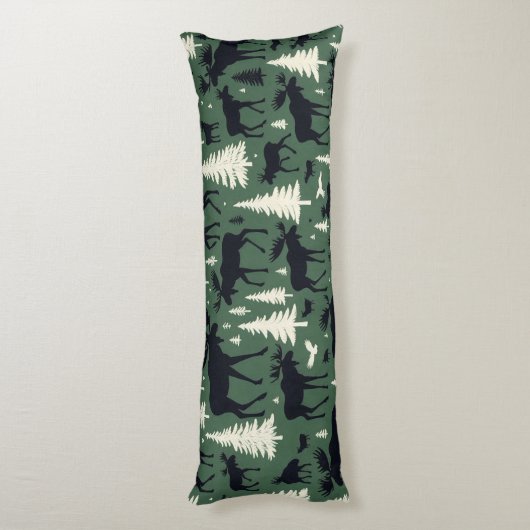 Gezellige Moose en Pines Forest Green Lichaamskussen (Achterkant (Verticaal))