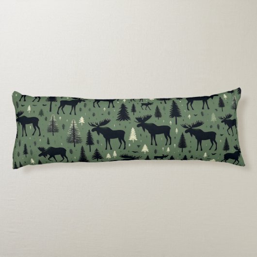 Gezellige Moose en Pines Forest Green Lichaamskussen (Achterkant)