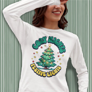 Gezellige nachten, feestelijke lichten kerstboom t-shirt