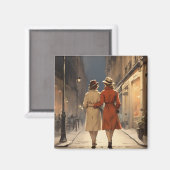 Gezellige Nachtwandeling voor een Lesbisch Paar Magneet (Voorkant / Achterkant)