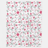 Gezellige Natuur-geïnspireerde grillige roze bloem Fleece Deken (Voorkant)