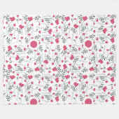 Gezellige Natuur-geïnspireerde grillige roze bloem Fleece Deken (Voorkant (Horizontaal))