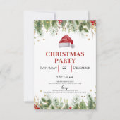 Gezellige Natuur Krans rode kerstfeest uitnodiging (Voorkant)