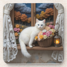 Gezellige Nighttime Window Scene Bier Onderzetter