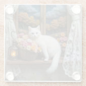 Gezellige Nighttime Window Scene Glazen Onderzetter (Achterkant)