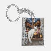 Gezellige Nighttime Window Scene Sleutelhanger (Voorkant Links)