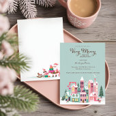 Gezellige Noordpool Roze Elf Workshop Kerstfeest Kaart