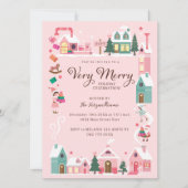 Gezellige Noordpool Roze Elf Workshop Kerstfeest Kaart (Voorkant)