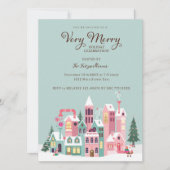 Gezellige Noordpool Roze Elf Workshop Kerstfeest Kaart (Voorkant)
