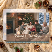 Gezellige Noordse familiefoto kerstvakantie kaart